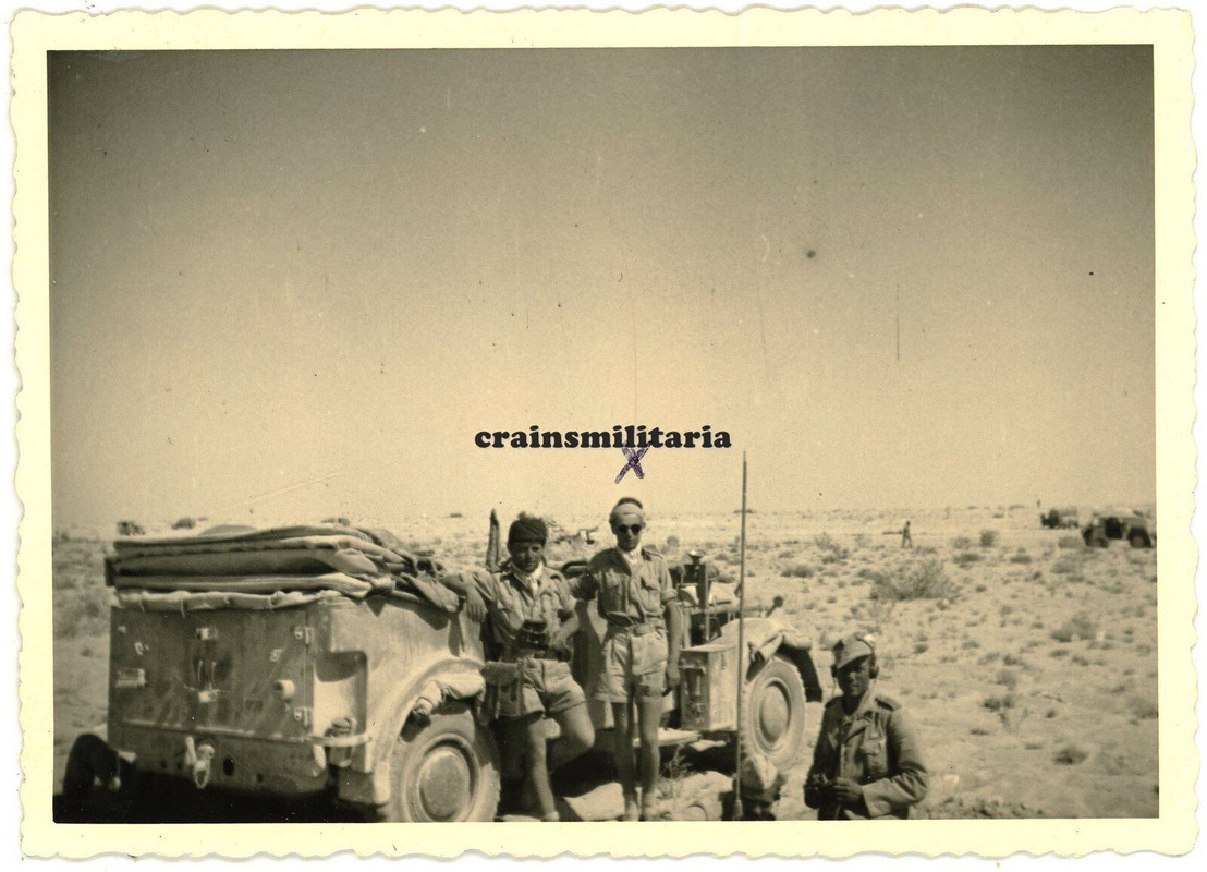 Orig. Foto 15.PD DAK Einheits-Pkw Kübelwagen Funkgerät in EL ALAMEIN Afrika 1942