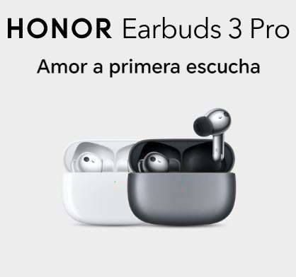 Amazon: HONOR - Earbuds 3 Pro - 24Hrs continuas - Cancelacion por IA - Carga Rapida 
