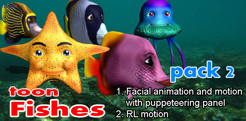 [ Reallusion cartoon character ] Toon fishes pack 2