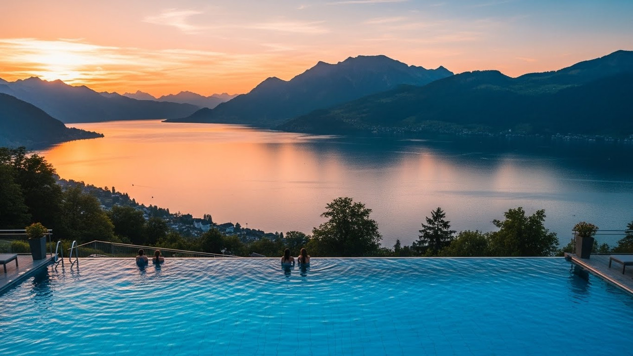 Quarto do Villa Honegg com vista panorâmica do Lago Lucerna
