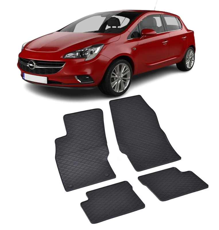 Set 4 covorase Opel Corsa E 2014-2019, din cauciuc 100%, compatibile cu autoturismul OPEL Corsa