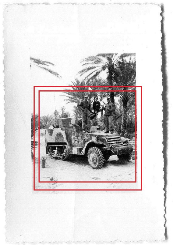 Foto Panzerspähwagen HALBKETTE Flecktarnung Beute  in Afrika