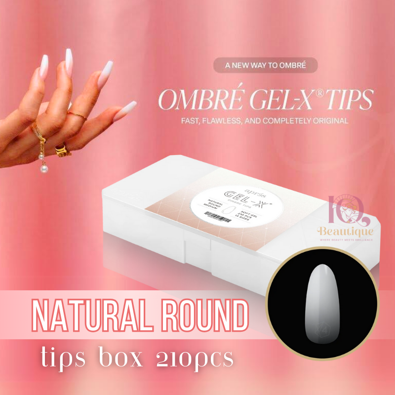 Apres Gel-X Ombre Natural Round Short Tips Box 14 Sizes 210pc