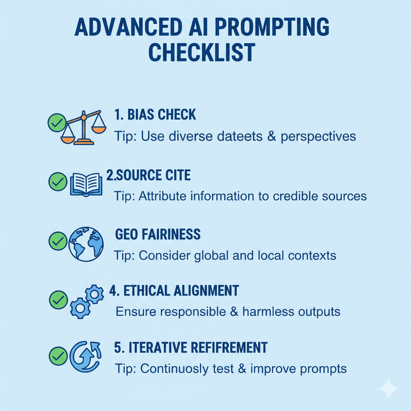 Checklist for ethical and scalable AI prompt techniques
