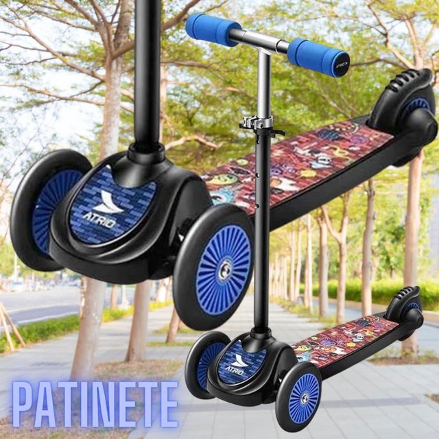 Patinete Atrio Monster 3 Rodas Guidão Ajustável Suporta até 35Kgs +3 Anos Preto – ES273