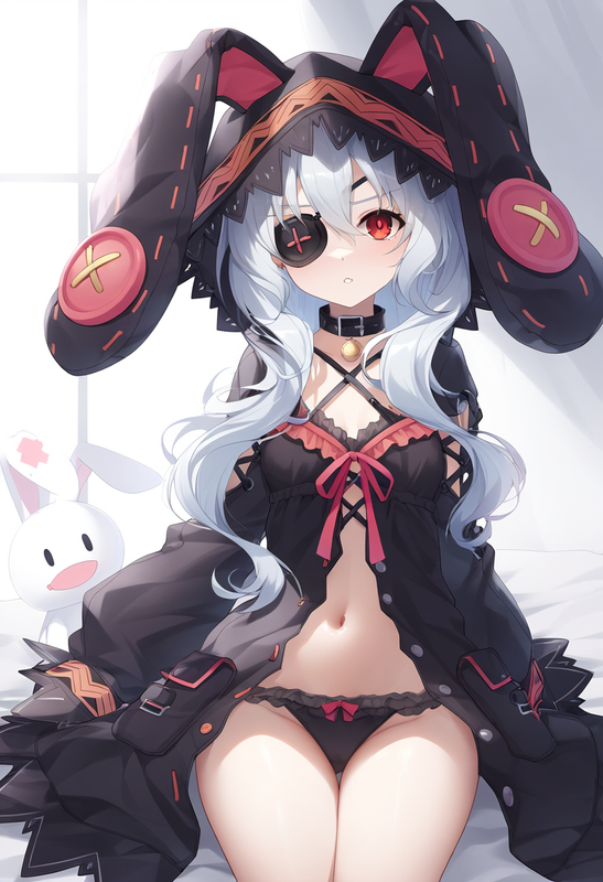 1girl, yoshino (date a live), dark persona, small breasts, {{black babydoll}}, { s-1026233035