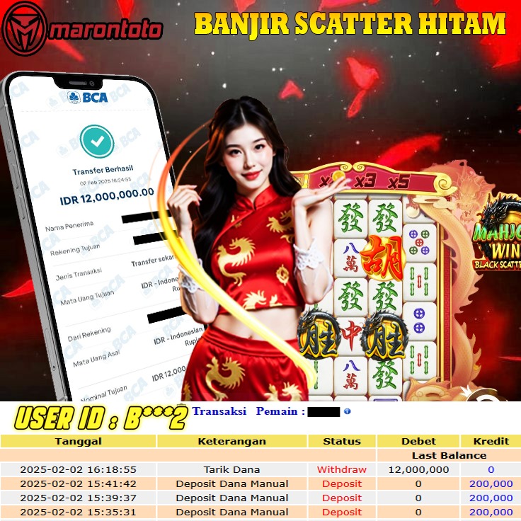 Bukti Kemenangan Member Marontoto Sebesar 12.000,000 JuTa