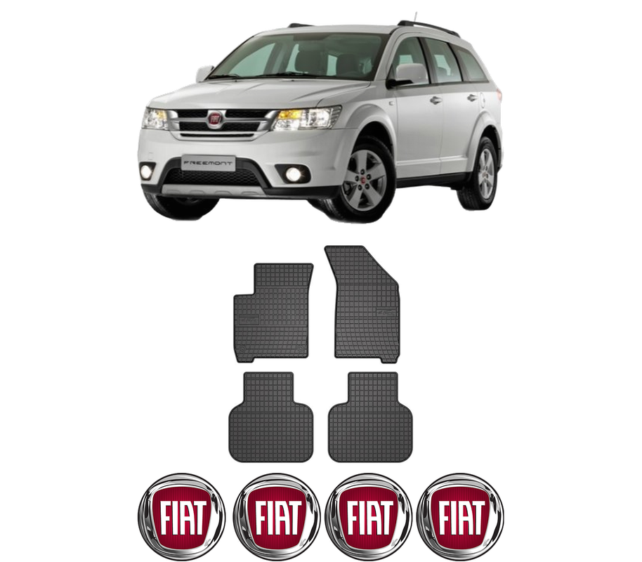 Set covorase presuri FIAT FREEMONT (345_) din 2011-2016, auto, din cauciuc thermoplastic, 4 Stickere auto cu FIAT