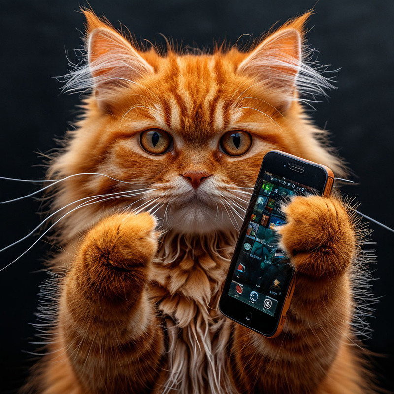 кот и мобильник