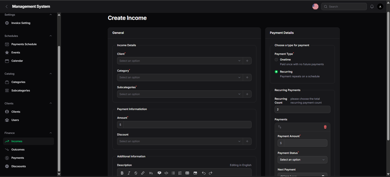 Incomes Create
