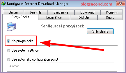 Pengaturan Proxy/Socks di IDM