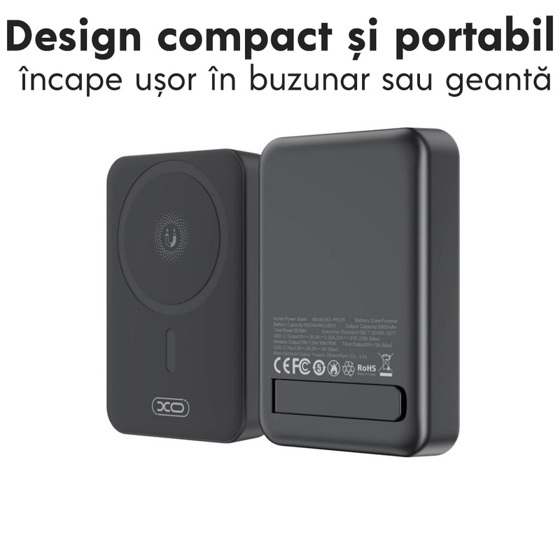 Baterie externa cu incarcare wireless XO PR231, 15W+PD20W, Magnetica, Suport Stand, 10000mAh, Incarcare rapida, Mov l g6l6 9q