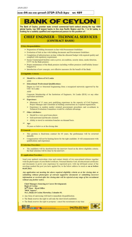 Chief Engineer - BOC -