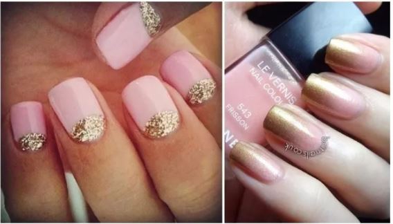 Uñas de acrilico doradas