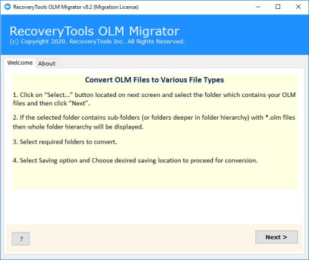 RecoveryTools OLM Migrator 9.0 RecoveryTools OLM Migrator 9.0