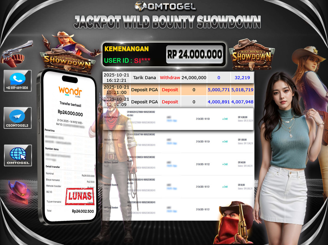 OMTOGEL JACKPOT PGSOFT WILD BOUNTY SHOWDOWN 24 JUTA DI BAYAR LUNAS ,-