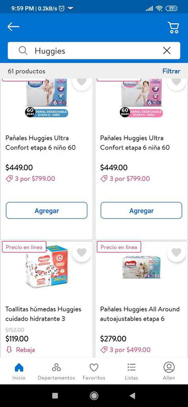 Walmart: Pañales Huggies varias estapas 3 por 799 devaluados pesos 