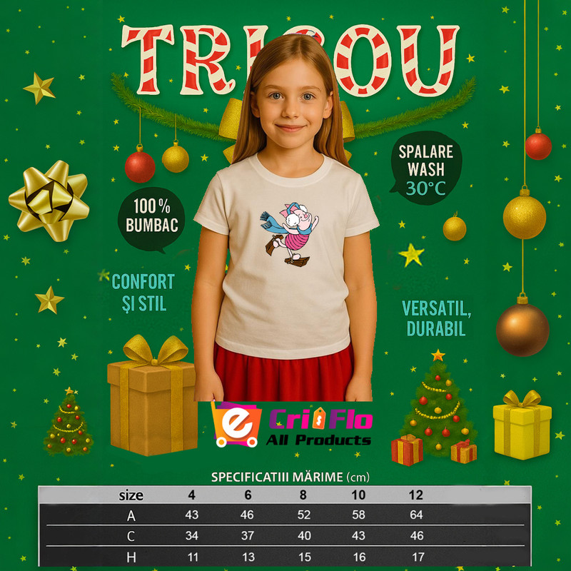 grafica 344 tricou alb craciun baiat fata 3