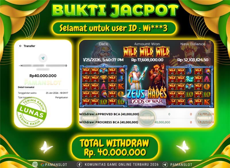 PAMANSLOT JACKPOT Game PP - Zeus Vs Hades Gods Of War Rp.40,000,000- LUNAS