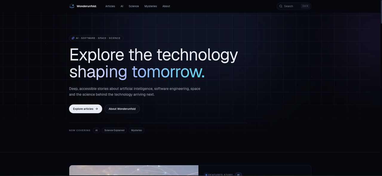 WonderUnfold – Technology & Curiosity Platform screenshot