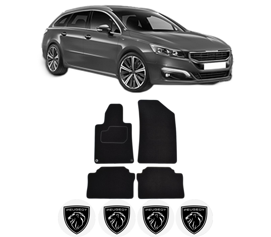 Set Covorase Presuri PEUGEOT 508 SW I (8E_) din 2010-2018, Auto, Material Textil Mocheta, 4 Stickere auto cu PEUGEOT