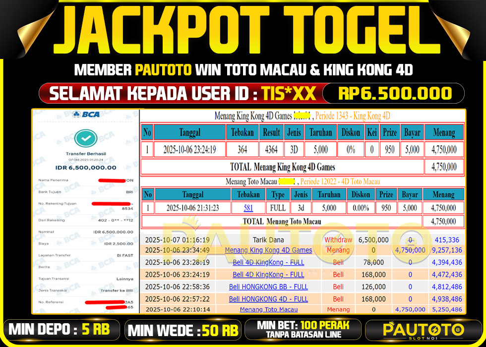 BUKTI JACKPOT LUNAS PAUTOTO