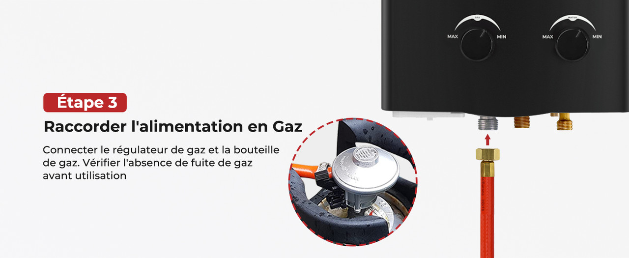 Étape 4 : Connecter l'alimentation en gaz
