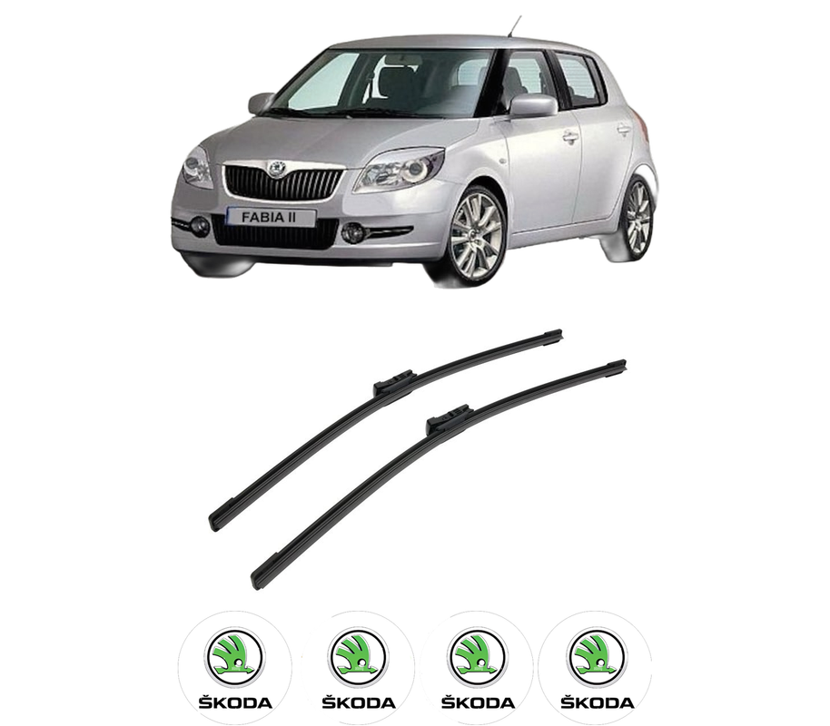 Set stergatoare auto SKODA FABIA II (542) din 2006-2014, pentru parbriz auto, 2 bucati, Bosch Aerotwin, din cauciuc siliconat rezistent, 4 Stickere Auto SKODA