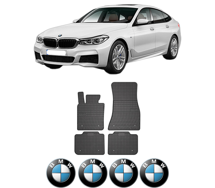 Set covorase presuri BMW Seria 6 GRAN TURISMO | G32 din 2008-2015, auto, din cauciuc thermoplastic, 4 Stickere auto cu BMW Seria