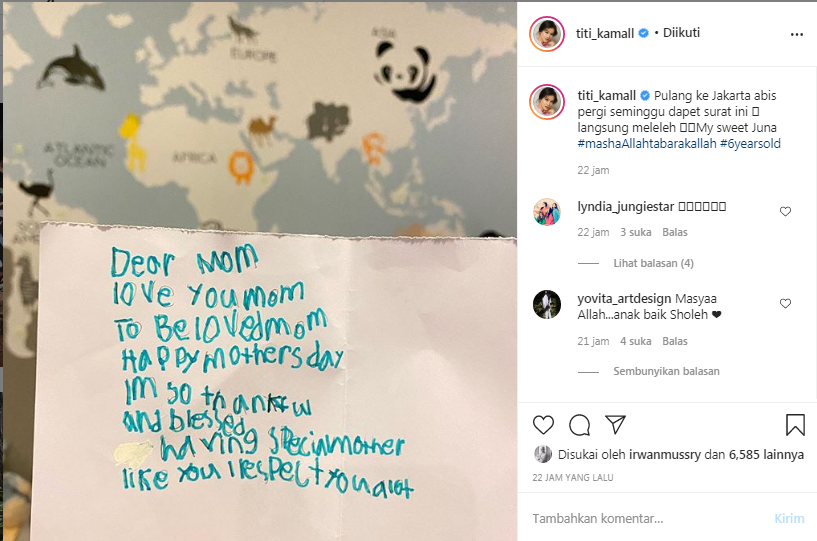 Titi Kamal dapat surat dari putranya