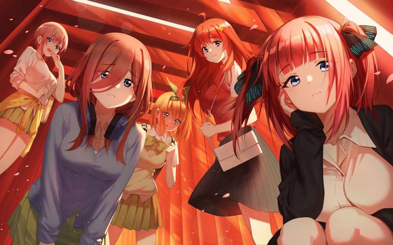 nakano-miku-nakano-yotsuba-nakano-nino-nakano-itsuki-and-nakano-ichika-go-toubun-no-hanayome-drawn