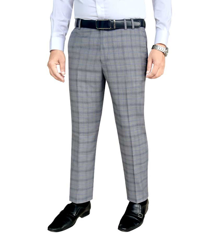 Men’s Trouser Formal Slim Fit Plain Front Cross Pocket Color: 900 (15.ASH BLUE CK)PP