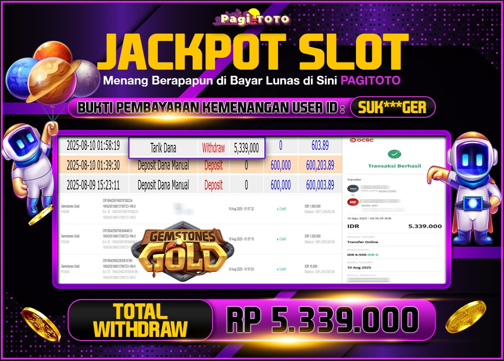 HAPPY JACKPOT MEMBER PAGITOTO SLOT GEMSTONES GOLD Rp 5.339.000-, - LUNAS