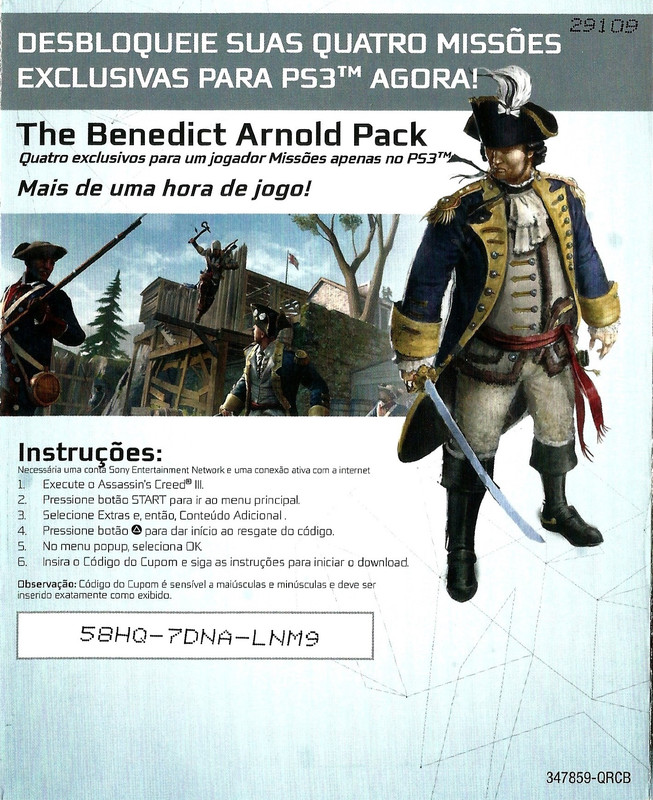 Assassins Creed 3 Benedict Arnold Pack 4 missões