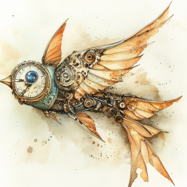A clockwork bird fish hybrid