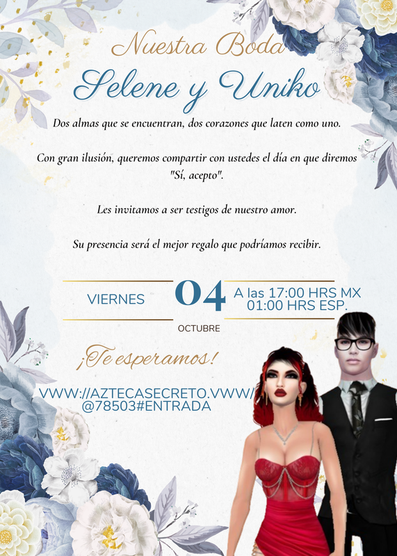 Invitación Vertical Boda Floral Azul y Blanco (1)