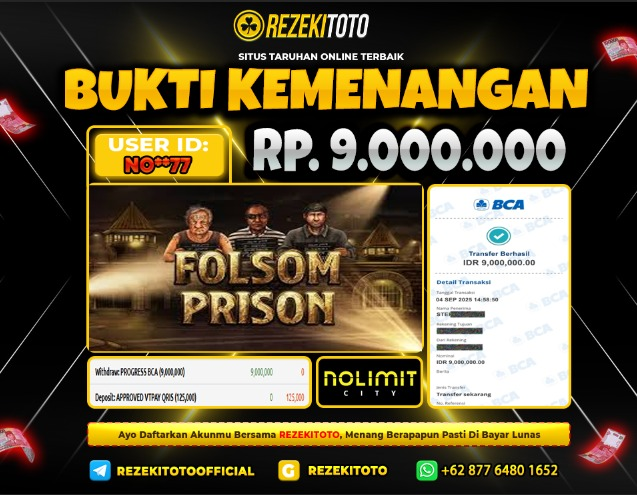 BUKTI KEMENANGAN 4 SEPTEMBER 2025 FOLSOM PRISON 9 JUTA 