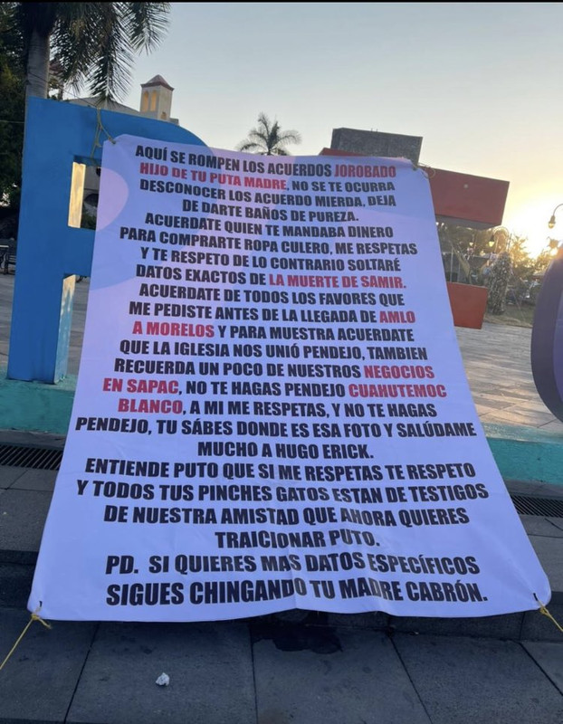 Presunta narcomanta amenaza a Cuauhtémoc Blanco tras desconocer a narcos