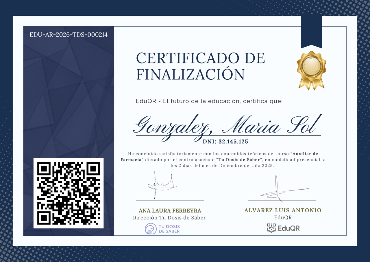 Certificación Auxiliar de Farmacia EduQR