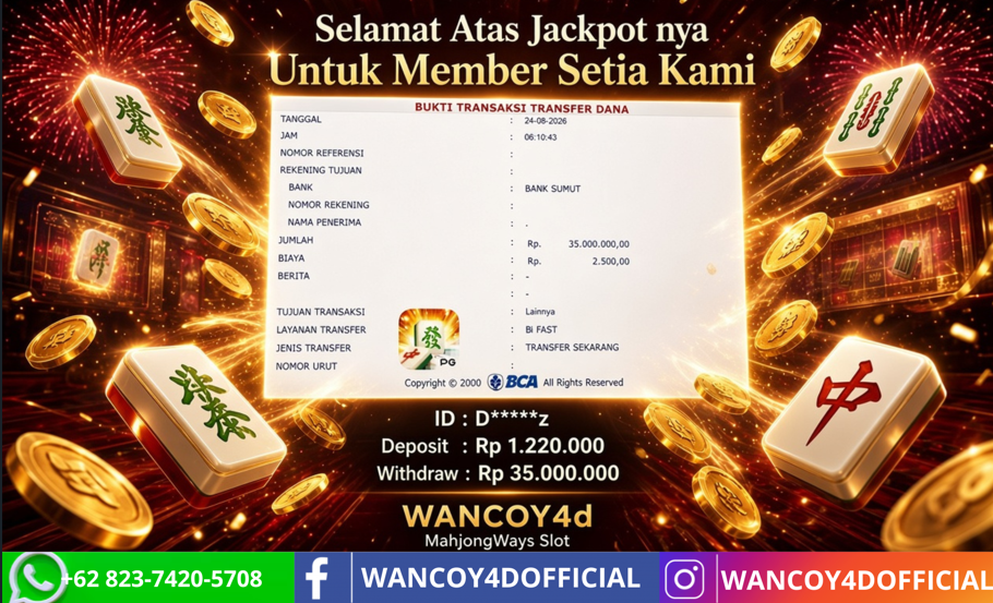 WANCOY4D MAHJONG WAYS  PG SOFT RP.35.000.000 -LUNAS