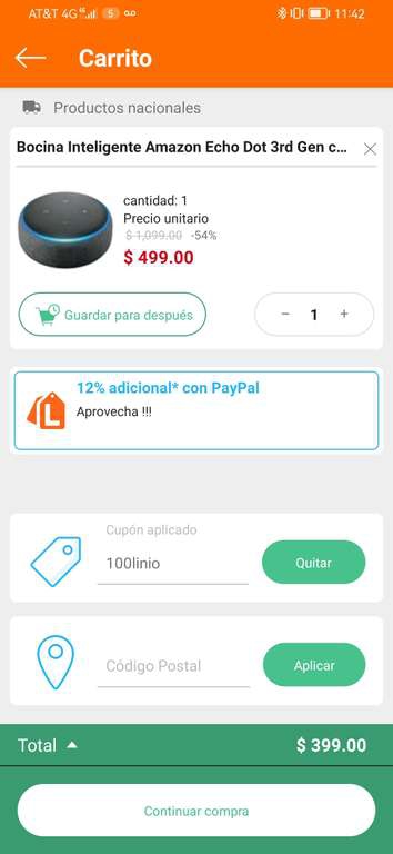 Linio: Echo Dot 3 Gen. Oferta del dia 
