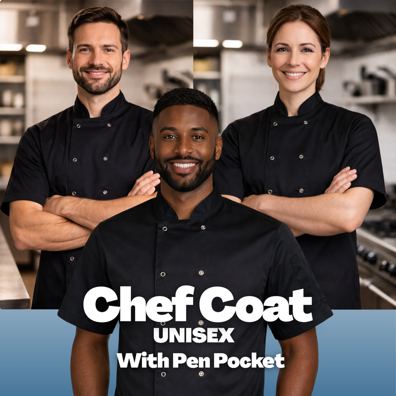 Chef Jacket Short Sleeve Black Front