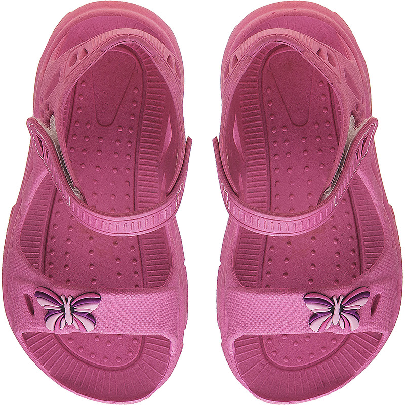 Sandália Papete com Velcro Decorada Borboleta