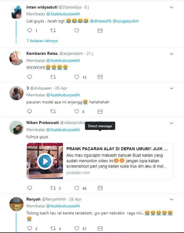 Komentar terkait unggahan dua sejoli di twitter