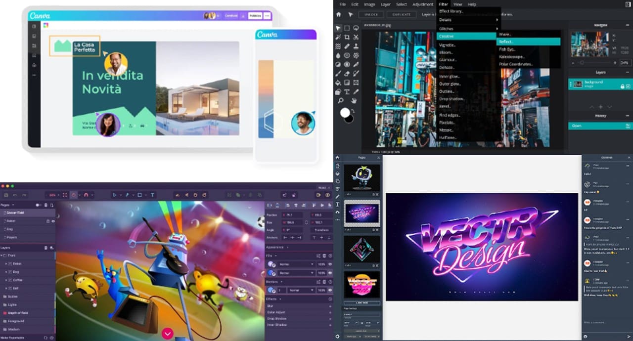 tool grafica AI: Canva-Pixlr-GravitDesigner-Vectr