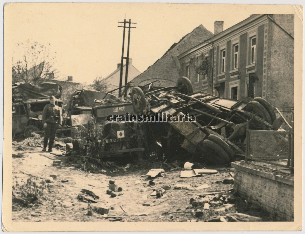 Orig. Foto zerstörte französische Beute Lkw Citr