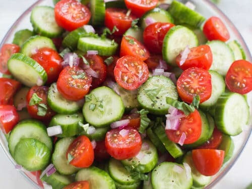 Cucumber Tomato Salad of mixed greens