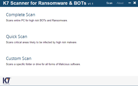 K7 Scanner for Ransomware & BOTs 1.0.0.68