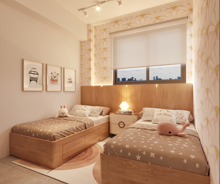 Quarto moderno com acabamento contemporâneo