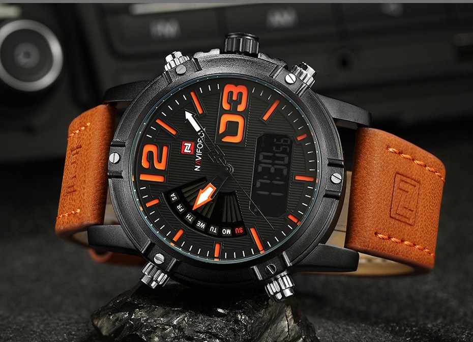Men's Fashion Sport Watches Man Leather Military Waterproof Watch Men's Clock